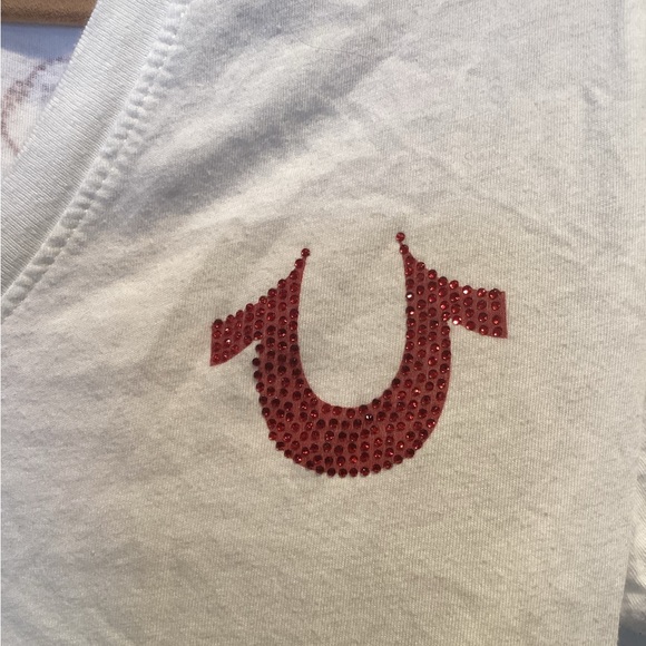 True Religion White Tee with Red Embellished Logo - Picture 2 of 10